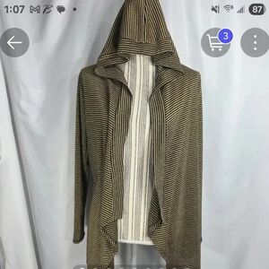 Pretty Young Thing Black w/Gold Metallic Stripes Open Front Hooded Jacket Medium